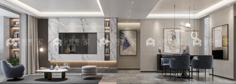 128平锦悦府现代风格-空间效果图