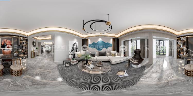 180平天地源大都会现代风格-客厅效果图及设计说明