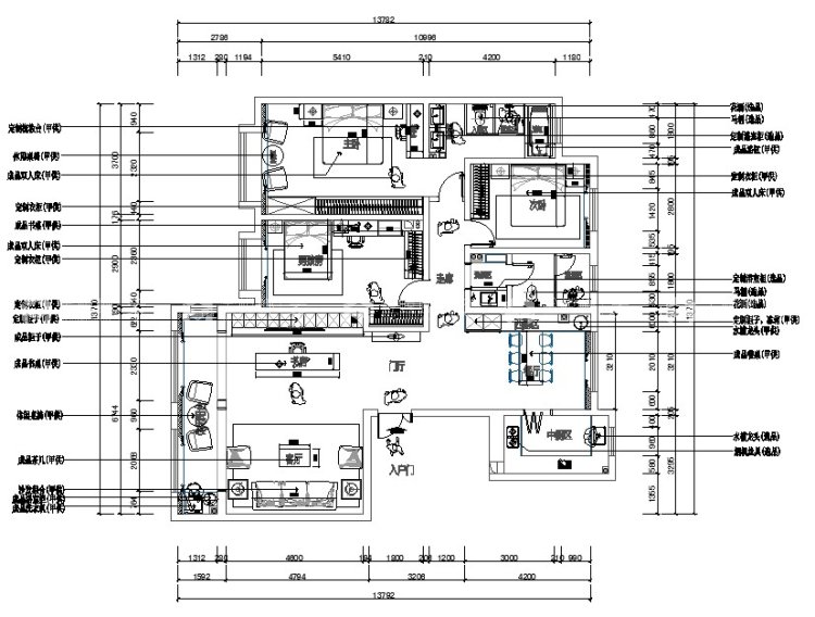180平天地源大都会现代风格-平面设计图及设计说明