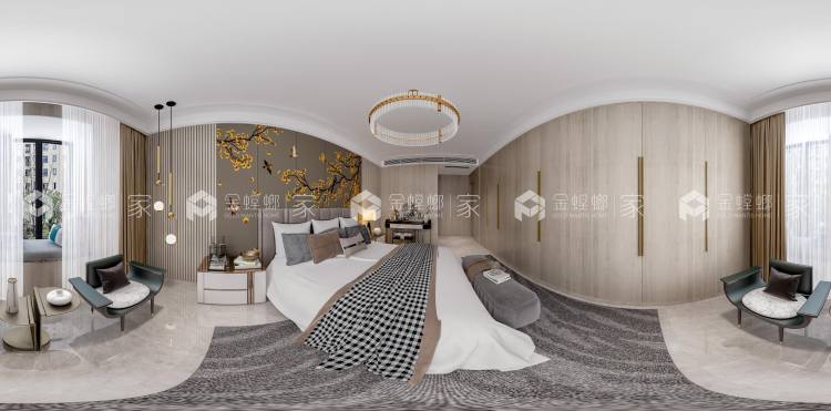 180平天地源大都会现代风格-卧室效果图及设计说明