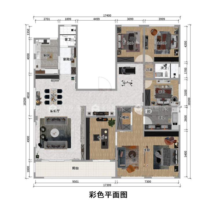 265平海淀府现代风格-雅漾生活-平面设计图及设计说明
