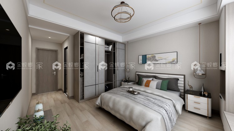 140平惠浦新世纪新中式风格-空间效果图