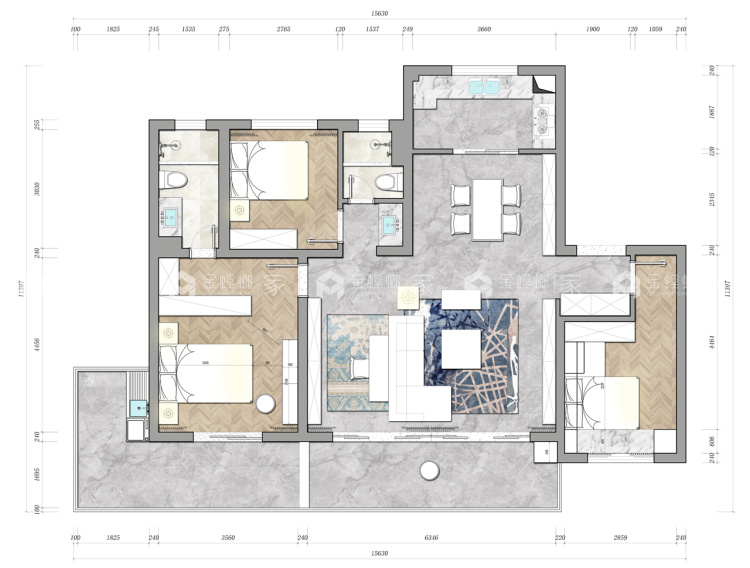 143平旭辉和庭现代风格-琴瑟和谐-平面设计图及设计说明