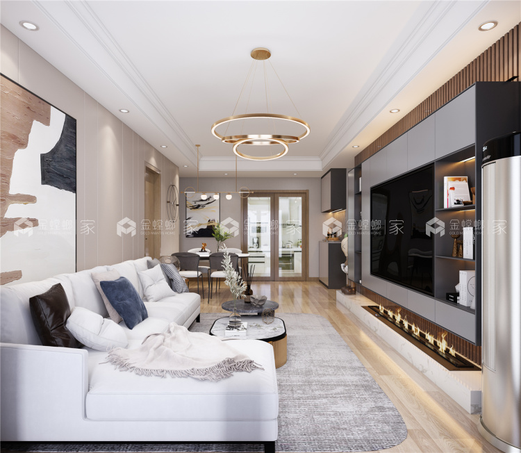 100平东原阅境现代风格-明日之星-客厅效果图及设计说明