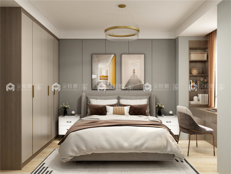 100平东原阅境现代风格-明日之星-卧室效果图及设计说明