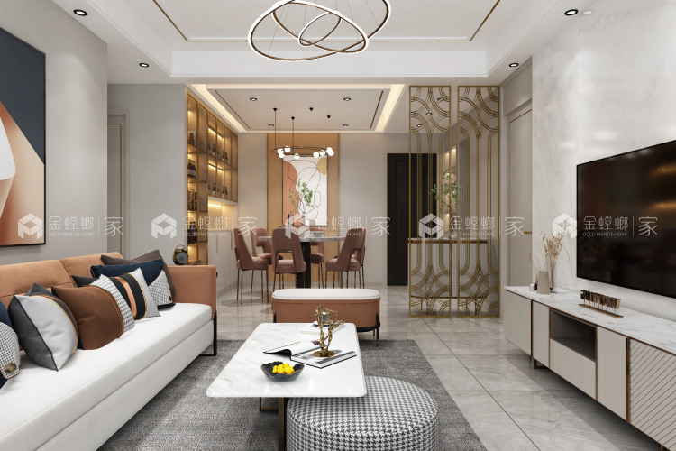 134平滨湖一号现代风格-柔美雅致，为你心动-空间效果图