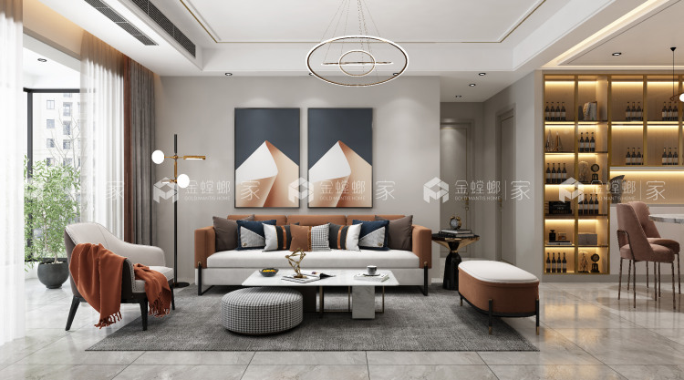 134平滨湖一号现代风格-柔美雅致，为你心动-空间效果图