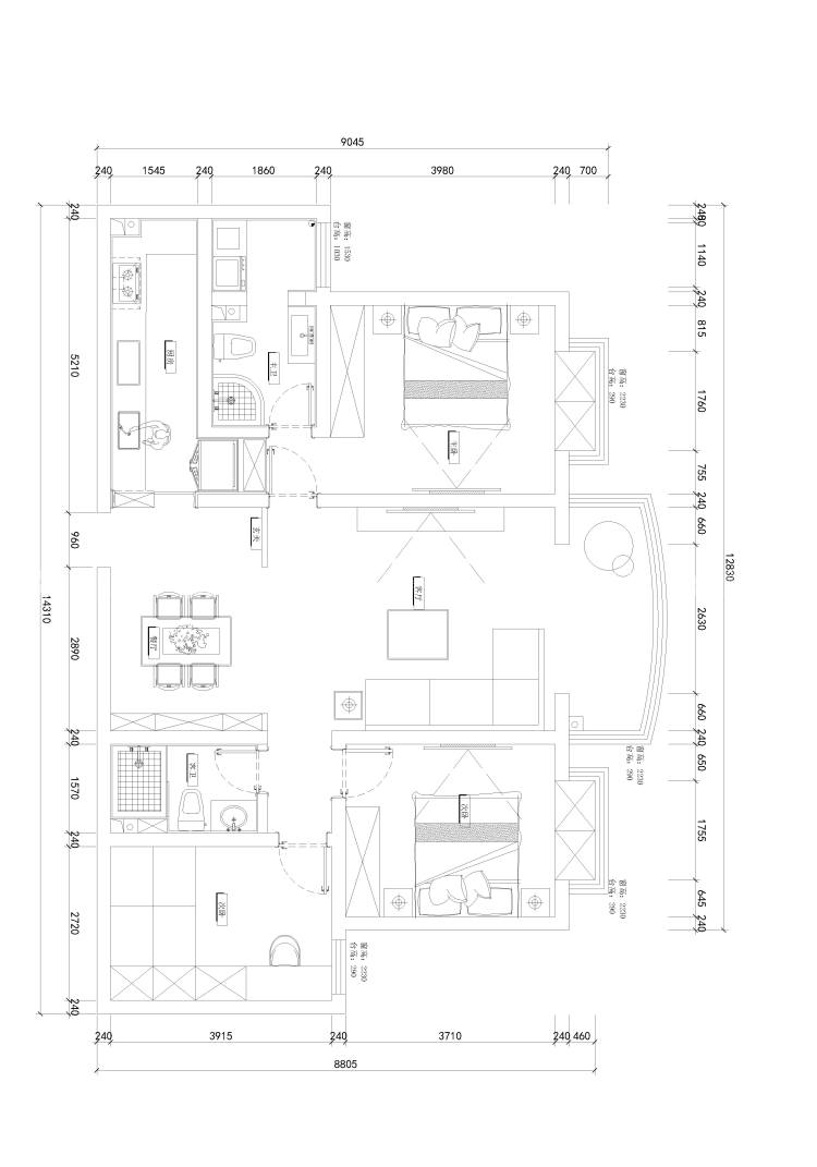 134平滨湖一号现代风格-柔美雅致，为你心动-平面布置图
