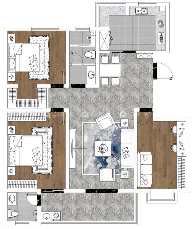 143平文苑花园新中式风格-平面布置图