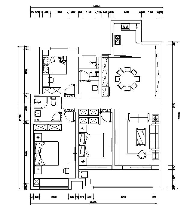 140平墨香居现代风格-平面布置图