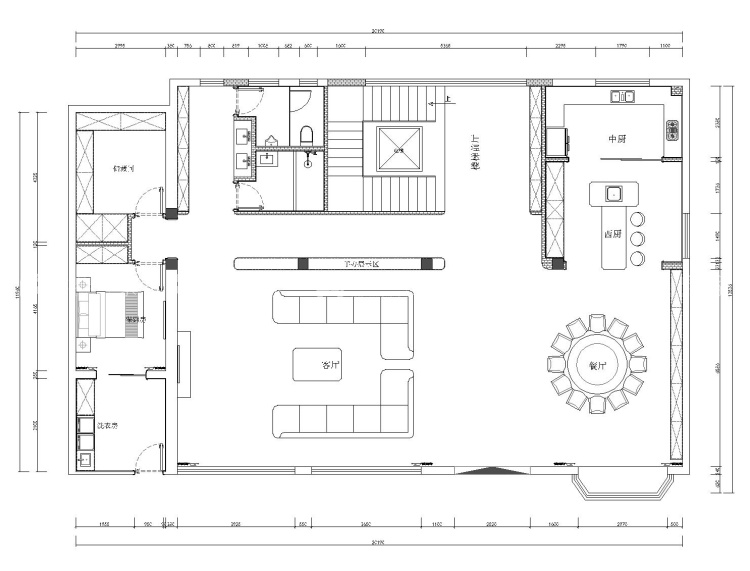 525平一心苑别墅现代风格-平面布置图