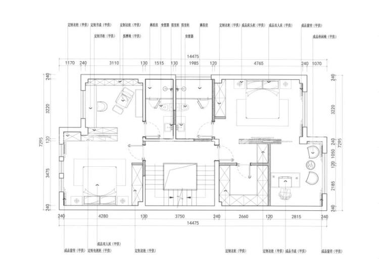 350平仰山墅现代风格-行云流水的简约--心动的感觉-平面布置图
