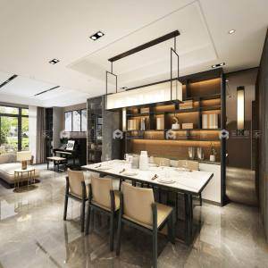 350平仰山墅现代风格-行云流水的简约--心动的感觉-空间效果图