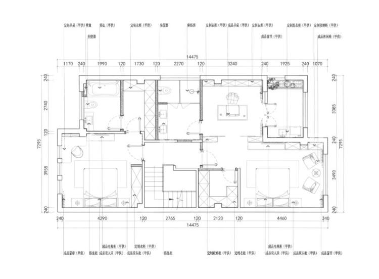 350平仰山墅现代风格-行云流水的简约--心动的感觉-平面布置图