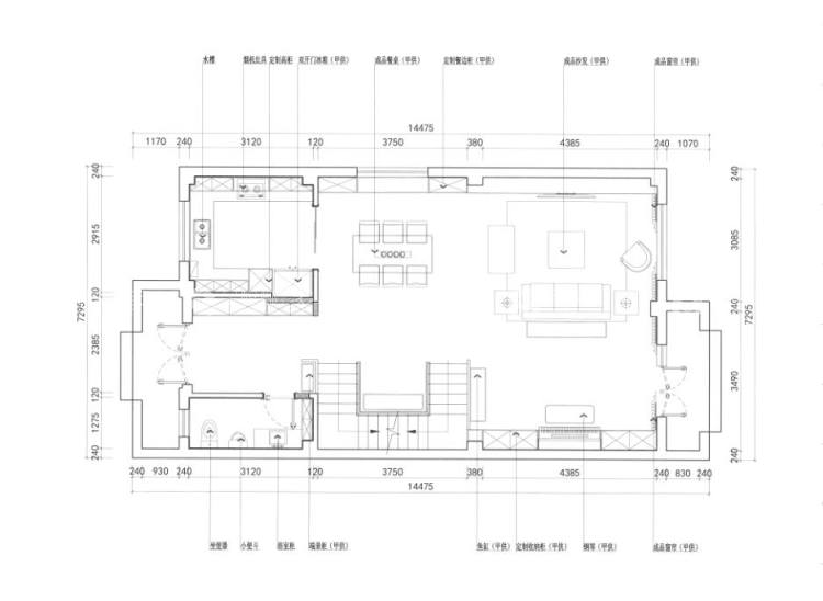 350平仰山墅现代风格-行云流水的简约--心动的感觉-平面布置图