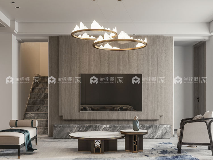 280平百悦新园新中式风格-方寸之间 皆是雅韵-客厅效果图及设计说明