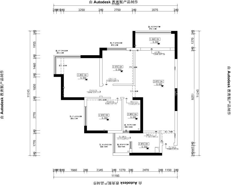 95平邦泰国际社区现代风格-业主需求&原始结构图