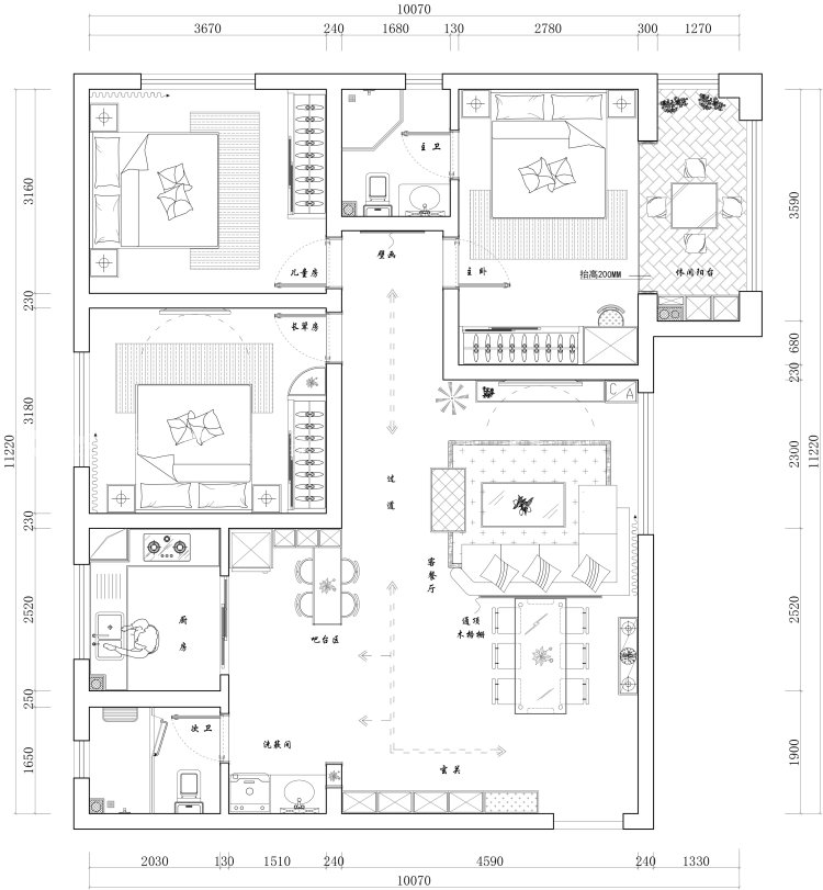 125平安康达公馆现代风格-平面布置图