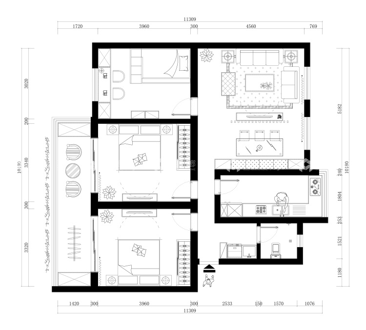 105平商都路34号院北欧风格-老房焕然新生-平面布置图