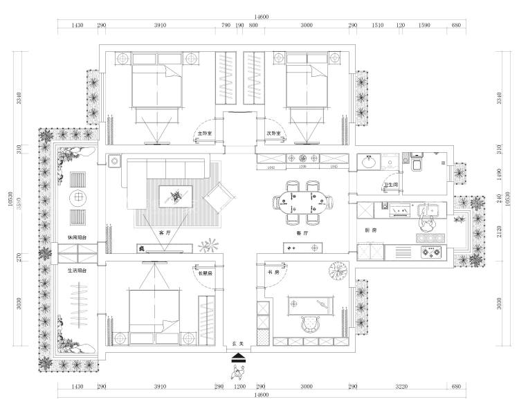 140平烟草家属院中式风格-东方魅力-平面布置图