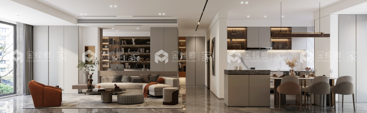 165平上园湾现代风格-空间效果图