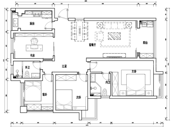 130平中铁诺德誉园新中式风格-禅意回归-平面设计图及设计说明