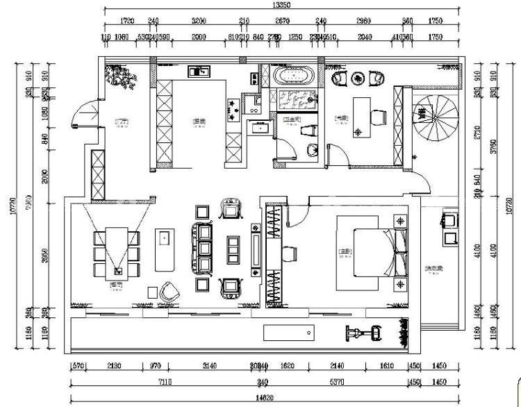 160平中粮本岸新中式风格-于方圆之中，内有乾坤-平面布置图
