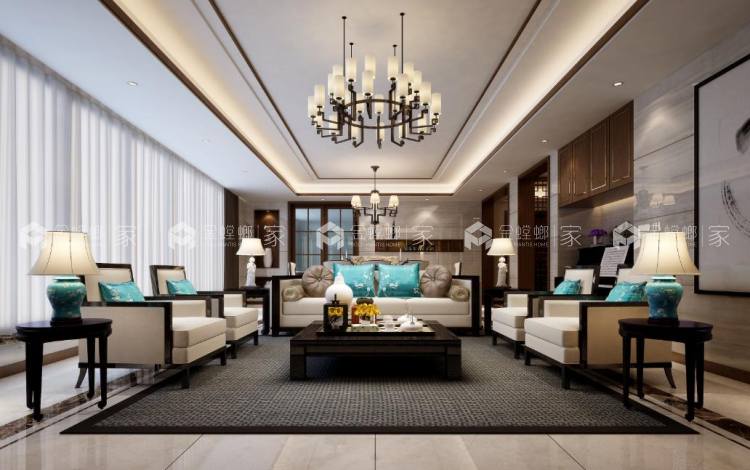 260平水岸清华新中式风格-空间效果图