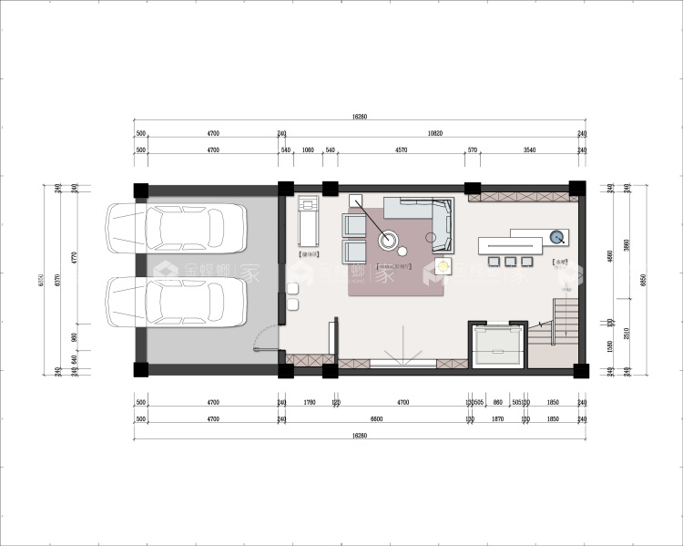 300平九龙仓逅湾雅苑现代风格-家有一面书墙-平面布置图