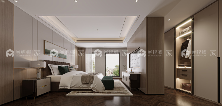 300平九龙仓逅湾雅苑现代风格-家有一面书墙-空间效果图