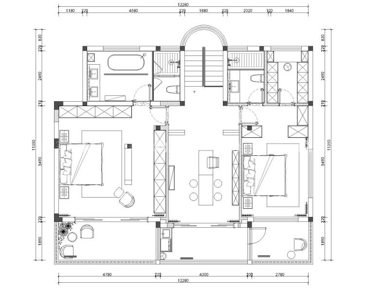 280平何山花园现代风格-现代的简雅-平面布置图