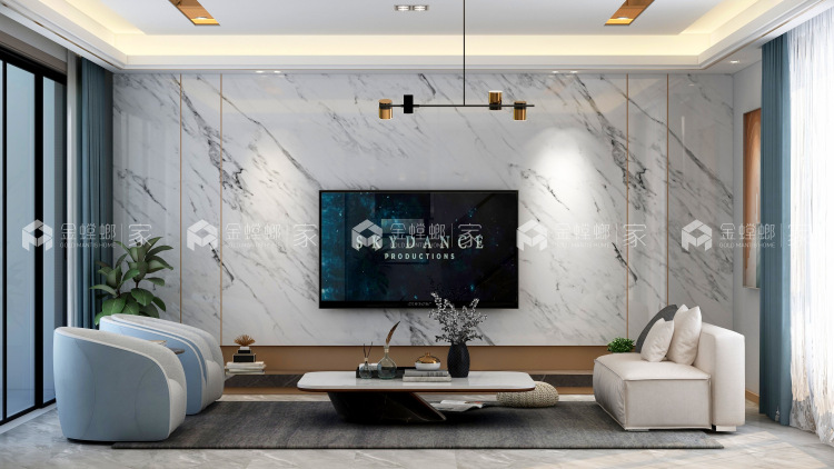 100平天都花园现代风格-生活中的一点小浪漫-客厅效果图及设计说明