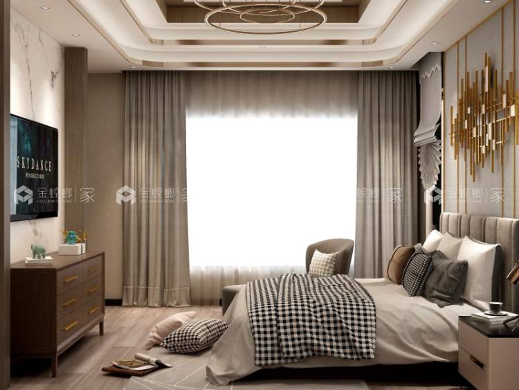 100平天都花园现代风格-生活中的一点小浪漫-卧室效果图及设计说明