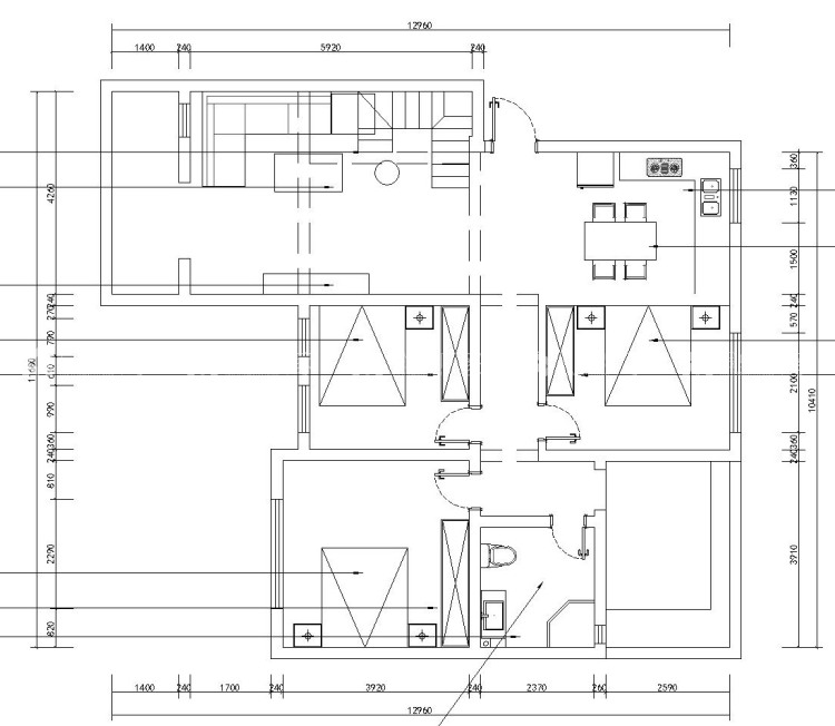 130平外滩首府现代风格-蓝色海洋与浅灰色木纹的碰撞-平面布置图