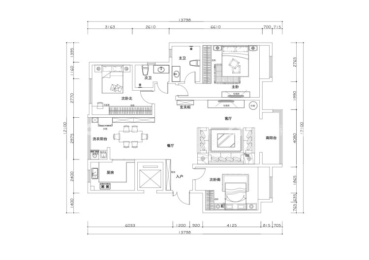 165平和昌盛世城邦新中式风格-平面布置图