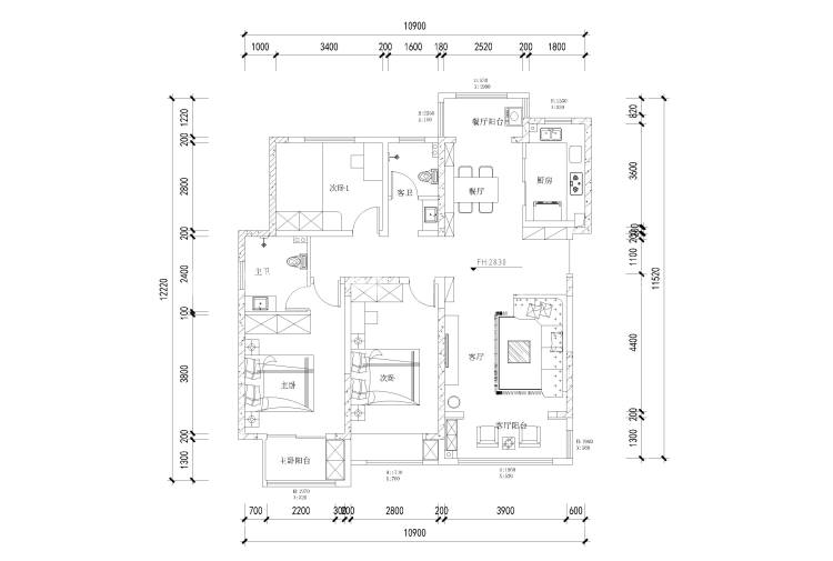 128平朗曼新城现代风格-平面布置图