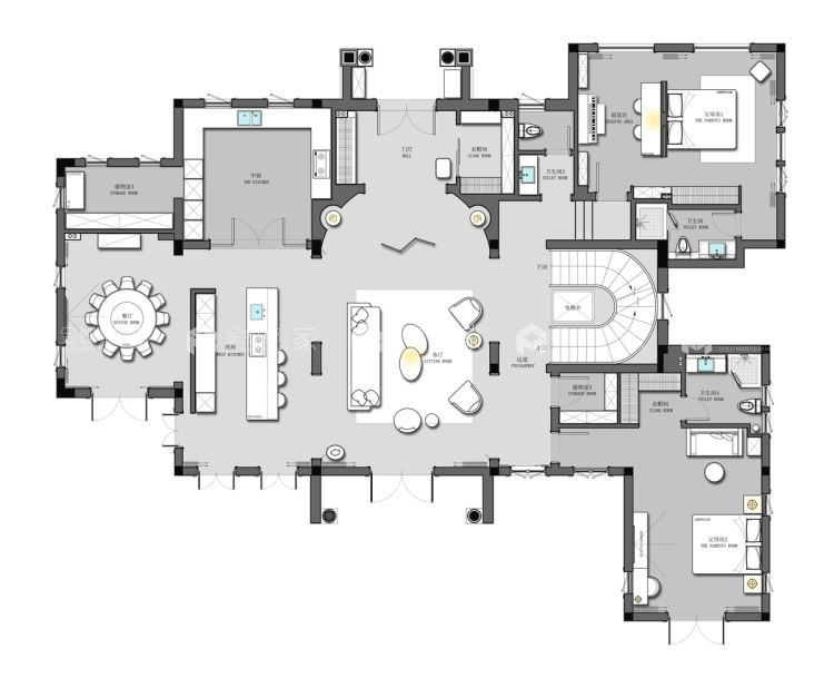 780平桃花源法式风格-平面布置图