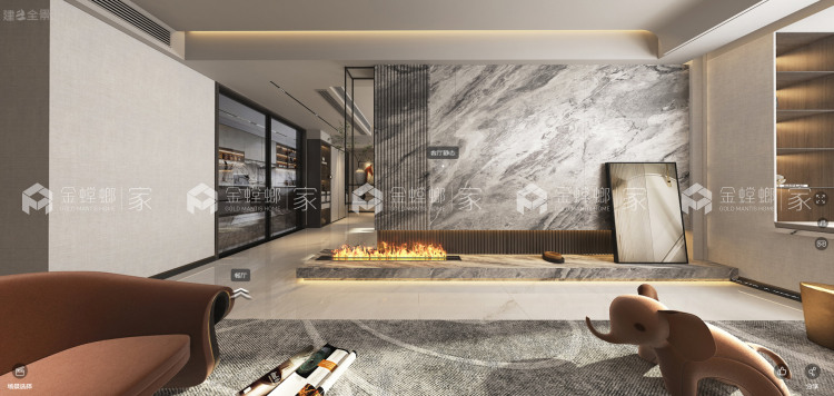 180平金河国际现代风格-空间效果图