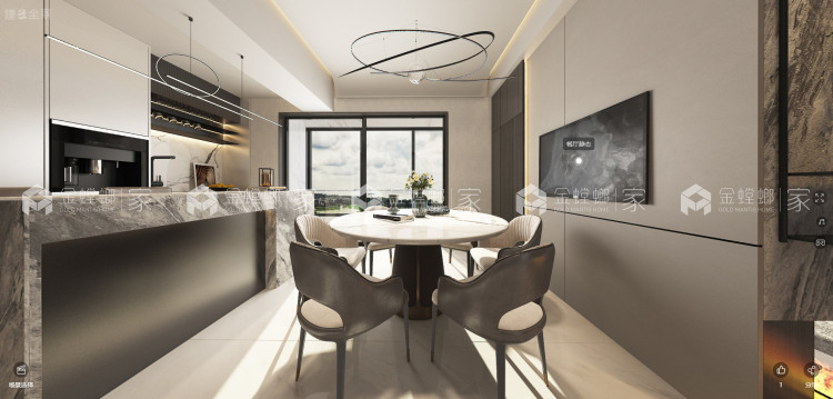 180平金河国际现代风格-空间效果图