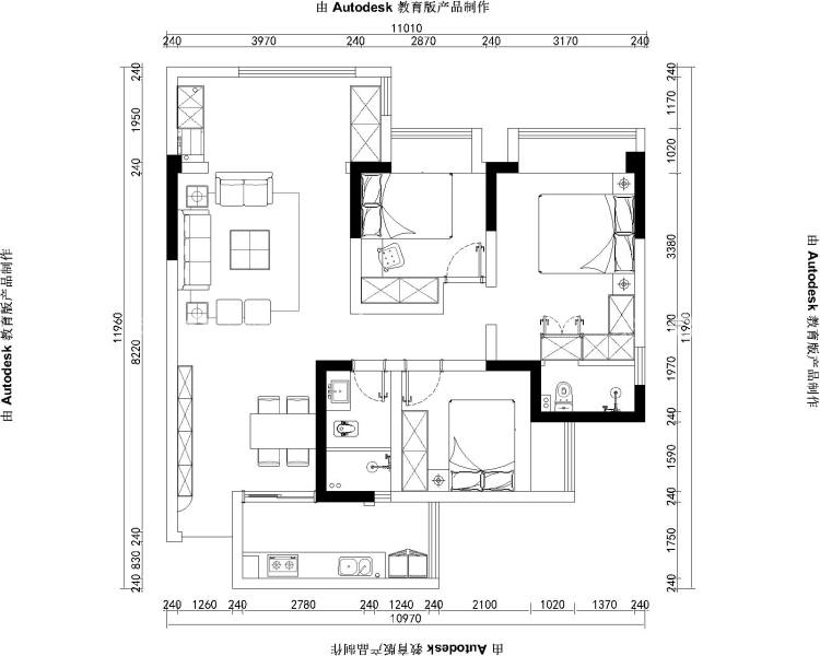 112平孔雀城欧式风格-平面布置图