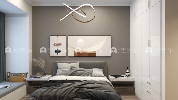 120平观澜盛景现代风格-卧室效果图及设计说明