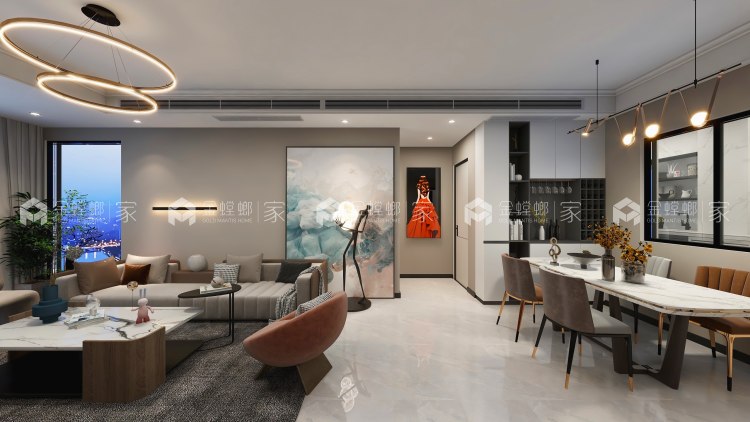 120平观澜盛景现代风格-餐厅效果图及设计说明