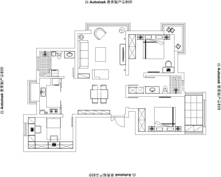 120平如意江南现代风格-平面布置图