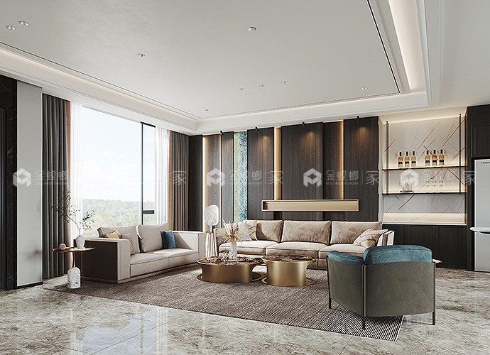 500平凤凰里现代风格-惬意高级住宅-客厅效果图及设计说明