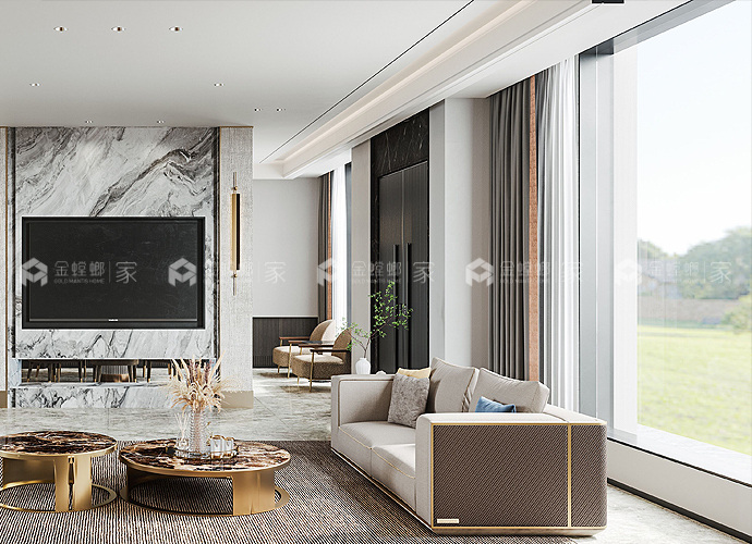 500平凤凰里现代风格-惬意高级住宅-客厅效果图及设计说明