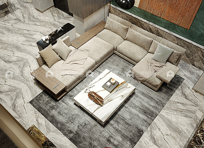 500平凤凰里现代风格-惬意高级住宅-客厅效果图及设计说明