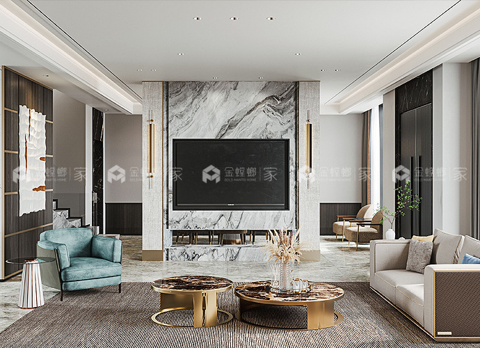 500平凤凰里现代风格-惬意高级住宅-客厅效果图及设计说明