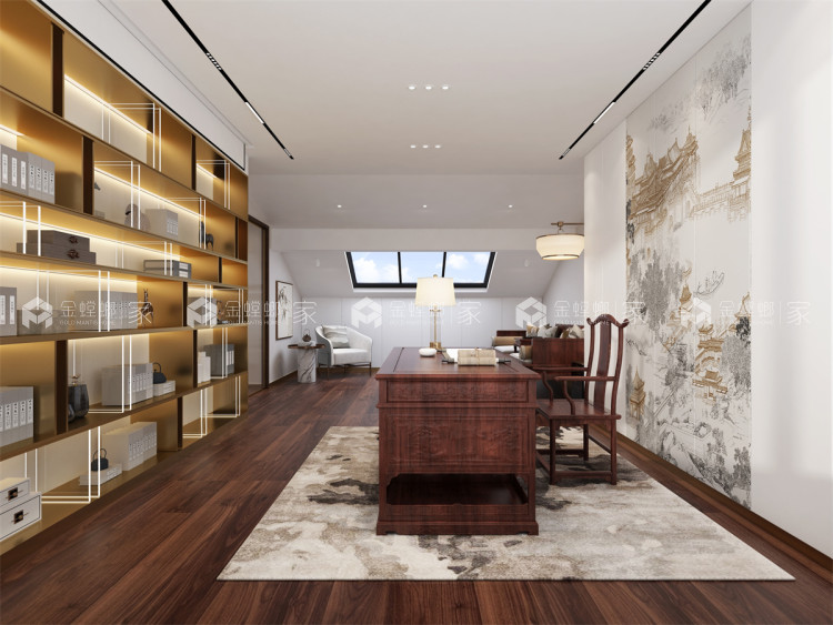 300平金府大院中式风格-檀香-卧室效果图及设计说明