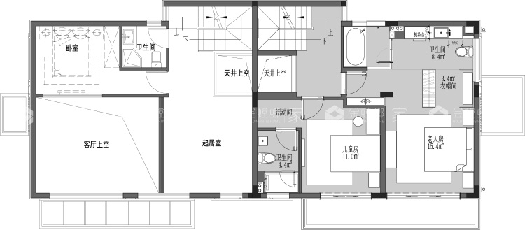 375平保利和光景樾别墅现代风格-大宅-邂逅现代简约-平面布置图