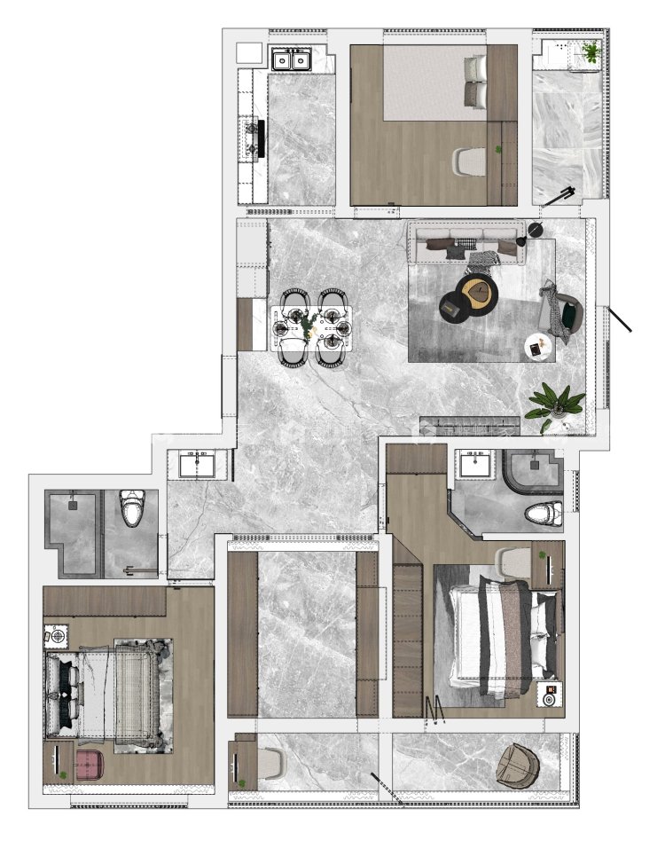 172平长安路九号简美风格-平面设计图及设计说明